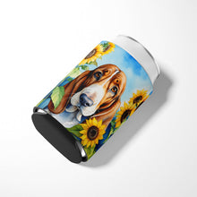 Load image into Gallery viewer, Basset Hound in Sunflowers Can or Bottle Hugger