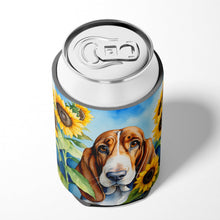 Load image into Gallery viewer, Basset Hound in Sunflowers Can or Bottle Hugger