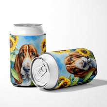 Load image into Gallery viewer, Basset Hound in Sunflowers Can or Bottle Hugger