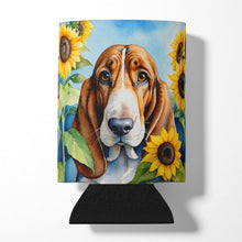 Load image into Gallery viewer, Basset Hound in Sunflowers Can or Bottle Hugger