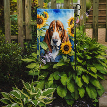 Load image into Gallery viewer, Basset Hound in Sunflowers Garden Flag – Bright Dog-Themed Yard Decor