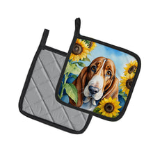 Load image into Gallery viewer, Basset Hound in Sunflowers Pot Holders - Set of 2 Decorative Kitchen Helpers | Made in the USA