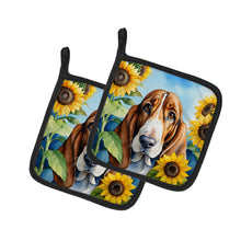 Load image into Gallery viewer, Basset Hound in Sunflowers Pot Holders - Set of 2 Decorative Kitchen Helpers | Made in the USA