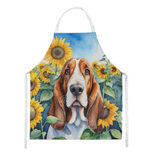 Load image into Gallery viewer, Basset Hound in Sunflowers Apron – Artist-Designed Kitchen, BBQ &amp; Craft Apron