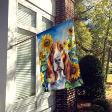 Load image into Gallery viewer, Basset Hound in Sunflowers House Flag