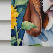 Load image into Gallery viewer, Basset Hound in Sunflowers House Flag