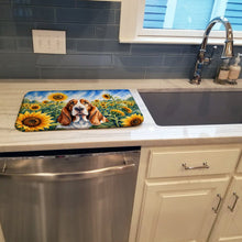 Load image into Gallery viewer, Basset Hound in Sunflowers Dish Drying Mat Absorbent Dish Drying Mat Pad for Kitchen Counter Dish Drainer Mat for Countertop, 14 x 21", Multicolor