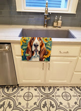Load image into Gallery viewer, Basset Hound in Sunflowers Kitchen Towel