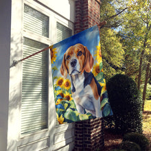 Load image into Gallery viewer, Beagle in Sunflowers House Flag