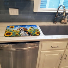 Load image into Gallery viewer, Beagle in Sunflowers Dish Drying Mat Absorbent Dish Drying Mat Pad for Kitchen Counter Dish Drainer Mat for Countertop, 14 x 21", Multicolor