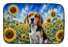 Load image into Gallery viewer, Beagle in Sunflowers Dish Drying Mat Absorbent Dish Drying Mat Pad for Kitchen Counter Dish Drainer Mat for Countertop, 14 x 21", Multicolor