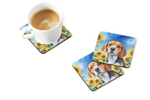 Load image into Gallery viewer, Beagle in Sunflowers Coasters - Set of 4 Lightweight Foam, Absorbent Drink Coasters
