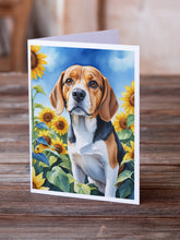 Load image into Gallery viewer, Beagle in Sunflowers Greeting Cards - Blank Note Cards – 8-Pack of Artist-Designed Cards with Envelopes