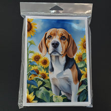 Load image into Gallery viewer, Beagle in Sunflowers Greeting Cards - Blank Note Cards – 8-Pack of Artist-Designed Cards with Envelopes