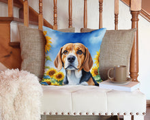 Load image into Gallery viewer, Beagle in Sunflowers Throw Pillow - 14x14 Decorative Pillow – Art for Your Home &amp; Patio