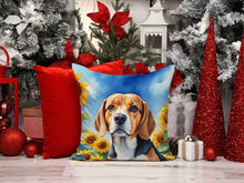 Load image into Gallery viewer, Beagle in Sunflowers Throw Pillow - 14x14 Decorative Pillow – Art for Your Home &amp; Patio