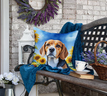 Load image into Gallery viewer, Beagle in Sunflowers Throw Pillow