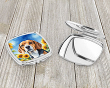 Load image into Gallery viewer, Beagle in Sunflowers Compact Mirror – Stylish Purse Mirror with Artistic Covers