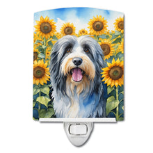 Load image into Gallery viewer, Bearded Collie in Sunflowers Ceramic Night Light