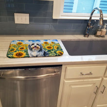 Load image into Gallery viewer, Bearded Collie in Sunflowers Dish Drying Mat Absorbent Dish Drying Mat Pad for Kitchen Counter Dish Drainer Mat for Countertop, 14 x 21", Multicolor