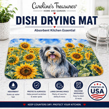 Load image into Gallery viewer, Bearded Collie in Sunflowers Dish Drying Mat Absorbent Dish Drying Mat Pad for Kitchen Counter Dish Drainer Mat for Countertop, 14 x 21", Multicolor