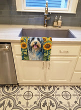 Load image into Gallery viewer, Bearded Collie in Sunflowers Kitchen Towel