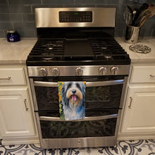 Load image into Gallery viewer, Bearded Collie in Sunflowers Kitchen Towel