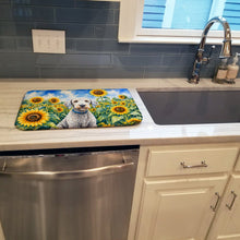 Load image into Gallery viewer, Bedlington Terrier in Sunflowers Dish Drying Mat Absorbent Dish Drying Mat Pad for Kitchen Counter Dish Drainer Mat for Countertop, 14 x 21", Multicolor