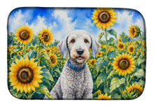 Load image into Gallery viewer, Bedlington Terrier in Sunflowers Dish Drying Mat Absorbent Dish Drying Mat Pad for Kitchen Counter Dish Drainer Mat for Countertop, 14 x 21", Multicolor