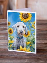Load image into Gallery viewer, Bedlington Terrier in Sunflowers Greeting Cards - Blank Note Cards – 8-Pack of Artist-Designed Cards with Envelopes