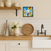 Load image into Gallery viewer, Bedlington Terrier in Sunflowers Framed Metal Print