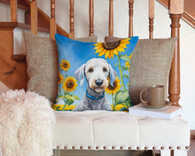 Load image into Gallery viewer, Bedlington Terrier in Sunflowers Throw Pillow - 14x14 Decorative Pillow – Art for Your Home &amp; Patio