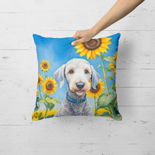 Load image into Gallery viewer, Bedlington Terrier in Sunflowers Throw Pillow
