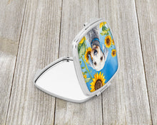 Load image into Gallery viewer, Bedlington Terrier in Sunflowers Compact Mirror – Stylish Purse Mirror with Artistic Covers