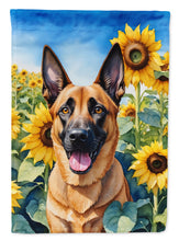 Load image into Gallery viewer, Belgian Malinois in Sunflowers House Flag