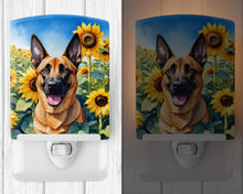 Load image into Gallery viewer, Belgian Malinois in Sunflowers Ceramic Night Light
