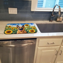 Load image into Gallery viewer, Belgian Malinois in Sunflowers Dish Drying Mat Absorbent Dish Drying Mat Pad for Kitchen Counter Dish Drainer Mat for Countertop, 14 x 21", Multicolor
