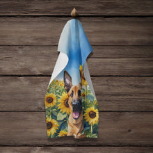 Load image into Gallery viewer, Belgian Malinois in Sunflowers Kitchen Towel