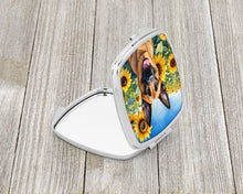 Load image into Gallery viewer, Belgian Malinois in Sunflowers Compact Mirror – Stylish Purse Mirror with Artistic Covers