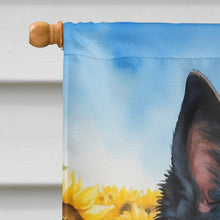 Load image into Gallery viewer, Belgian Sheepdog in Sunflowers House Flag