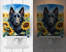 Load image into Gallery viewer, Belgian Sheepdog in Sunflowers Ceramic Night Light