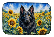 Load image into Gallery viewer, Belgian Sheepdog in Sunflowers Dish Drying Mat Absorbent Dish Drying Mat Pad for Kitchen Counter Dish Drainer Mat for Countertop, 14 x 21", Multicolor