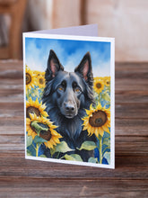 Load image into Gallery viewer, Belgian Sheepdog in Sunflowers Greeting Cards - Blank Note Cards – 8-Pack of Artist-Designed Cards with Envelopes