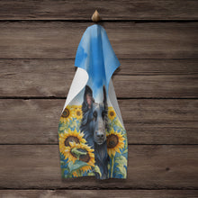 Load image into Gallery viewer, Belgian Sheepdog in Sunflowers Kitchen Towel