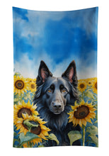 Load image into Gallery viewer, Belgian Sheepdog in Sunflowers Kitchen Towel