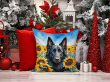 Load image into Gallery viewer, Belgian Sheepdog in Sunflowers Throw Pillow - 14x14 Decorative Pillow – Art for Your Home &amp; Patio