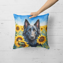 Load image into Gallery viewer, Belgian Sheepdog in Sunflowers Throw Pillow