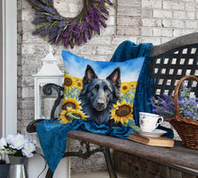 Load image into Gallery viewer, Belgian Sheepdog in Sunflowers Throw Pillow