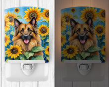 Load image into Gallery viewer, Belgian Tervuren in Sunflowers Ceramic Night Light