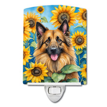 Load image into Gallery viewer, Belgian Tervuren in Sunflowers Ceramic Night Light